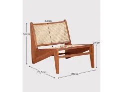 Poltrona baixa em madeira de teca e rattan natural - Compass - Teca