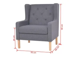 Poltrona cadeira assento de descanso sofá de design para sala de estar tecido cinza 1102324