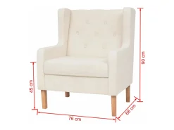 Poltrona cadeira assento de descanso sofá de design para sala de estar tecido branco creme 1102129/3
