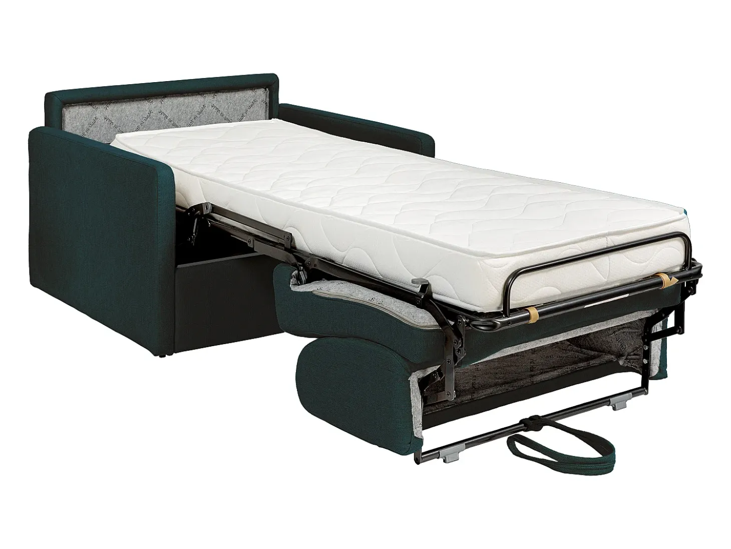 Poltrona cama express em tecido verde pinheiro - Dormir 100 cm - Colchão 14 cm - CALIFE