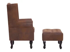 Poltrona Chesterfield cadeira de descanso poltrona de clube sofá de sala camurça sintética marrom 1102228/3