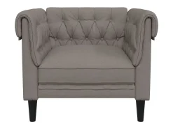 Poltrona chesterfield tecido cinzento-acastanhado PT856641