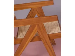Poltrona clássica com braços em madeira de teca e rattan natural - Compass - Teca
