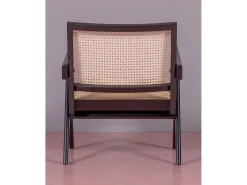 Poltrona clássica com braços em madeira de teca e rattan natural - Compass - Preto