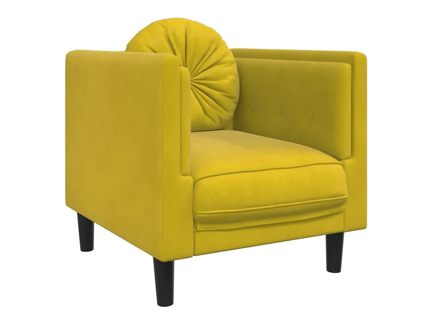 Poltrona com almofadão veludo amarelo PT101063