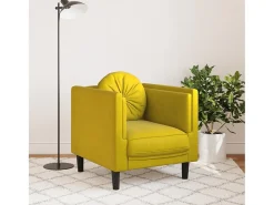 Poltrona com almofadão veludo amarelo PT101063