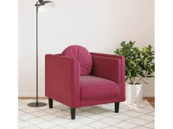 Poltrona com almofadão veludo vermelho tinto PT704781