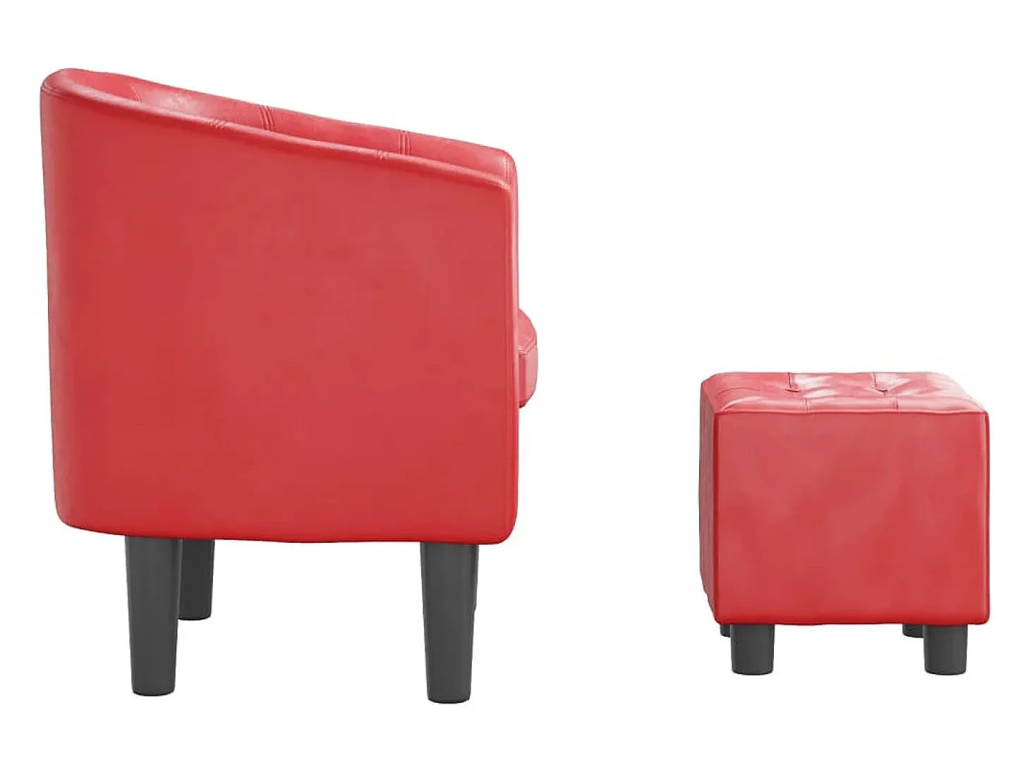Poltrona com apoio de pés couro artificial vermelho
