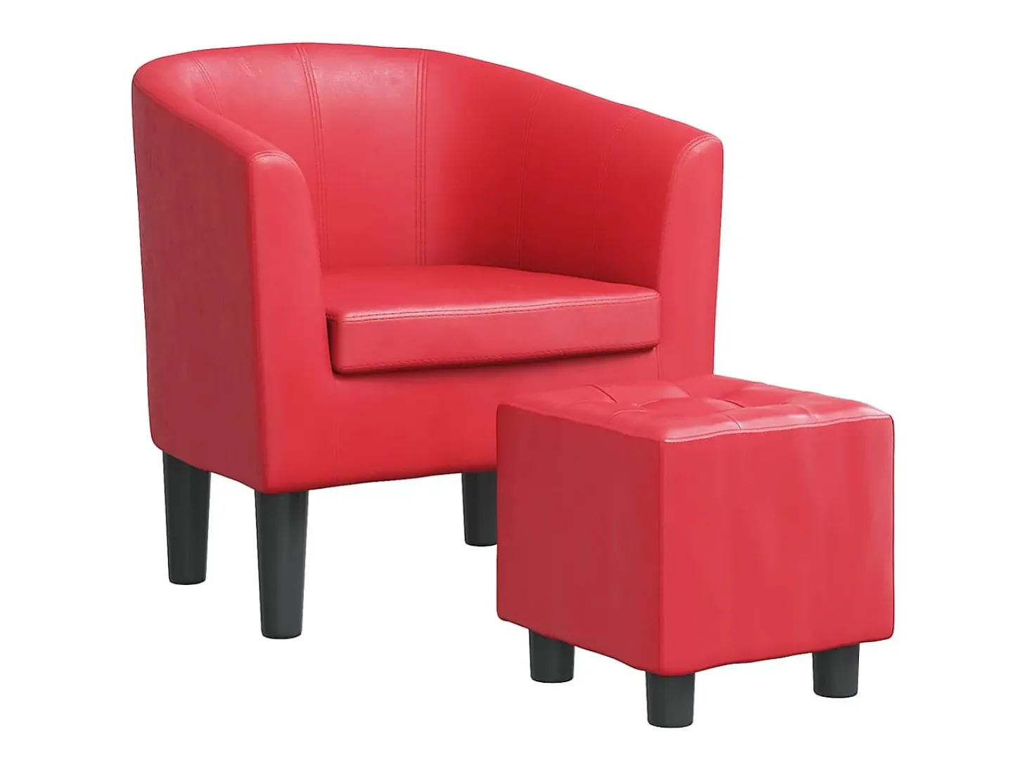 Poltrona com apoio de pés couro artificial vermelho