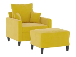 Poltrona com apoio de pés 60 cm veludo amarelo PT823165