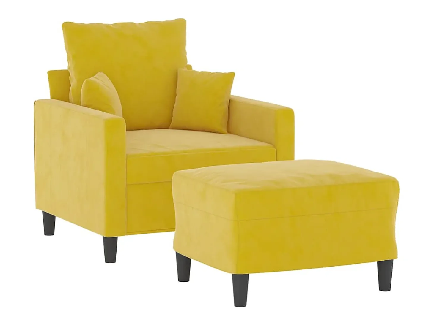 Poltrona com apoio de pés 60 cm veludo amarelo PT823165
