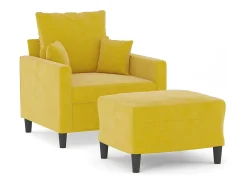 Poltrona com apoio de pés 60 cm veludo amarelo PT823165