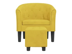 Poltrona com apoio de pés veludo amarelo PT434248
