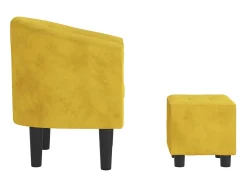 Poltrona com apoio de pés veludo amarelo PT434248
