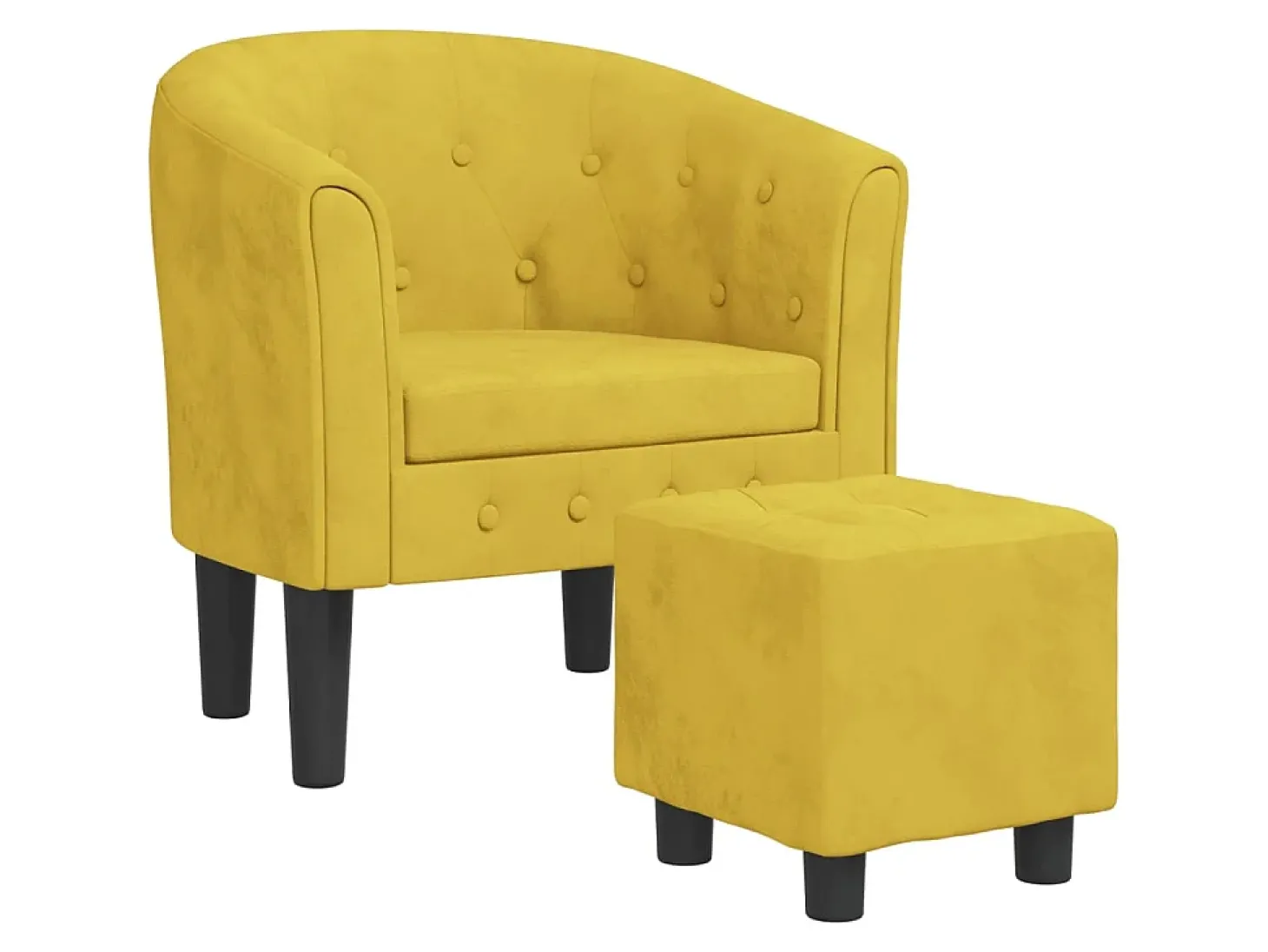 Poltrona com apoio de pés veludo amarelo PT434248