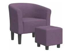 Poltrona com apoio de pés tecido roxo