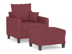 Poltrona com apoio de pés 60 cm tecido vermelho tinto PT809966