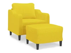 Poltrona com apoio de pés 60 cm tecido amarelo-claro PT310190