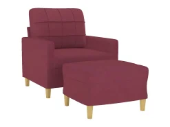 Poltrona com apoio de pés 60 cm tecido vermelho tinto PT801898