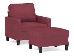 Poltrona com apoio de pés 60 cm tecido vermelho tinto PT190688