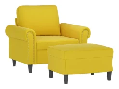 Poltrona com apoio de pés 60 cm veludo amarelo PT736734