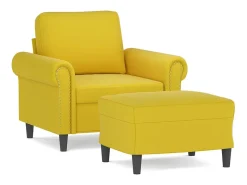 Poltrona com apoio de pés 60 cm veludo amarelo PT736734