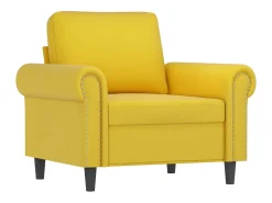 Poltrona com apoio de pés 60 cm veludo amarelo PT736734
