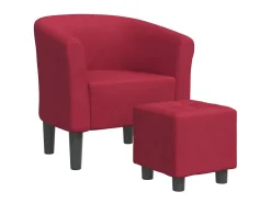 Poltrona com apoio de pés tecido vermelho tinto PT454889