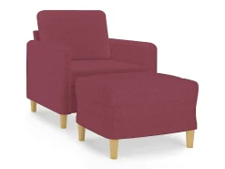 Poltrona com apoio de pés 60 cm tecido vermelho tinto