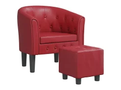 Poltrona com apoio de pés couro artificial vermelho-tinto PT254520