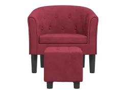 Poltrona com apoio de pés veludo vermelho-tinto PT649419