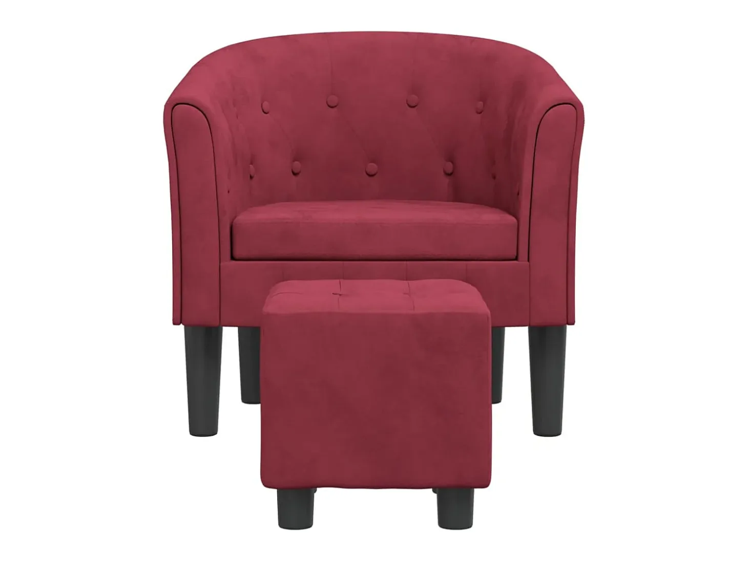 Poltrona com apoio de pés veludo vermelho-tinto PT649419