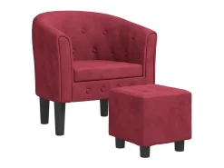 Poltrona com apoio de pés veludo vermelho-tinto PT649419