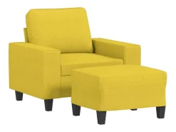 Poltrona com apoio de pés 60 cm tecido amarelo-claro PT860379