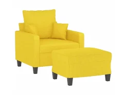 Poltrona com apoio de pés 60 cm tecido amarelo-claro PT108882