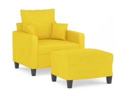 Poltrona com apoio de pés 60 cm tecido amarelo-claro PT108882