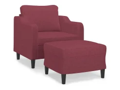 Poltrona com apoio de pés 60 cm tecido vermelho tinto