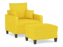 Poltrona com apoio de pés 60 cm tecido amarelo-claro