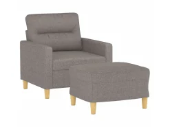Poltrona com apoio de pés 60 cm tecido cinza-acastanhado PT954869