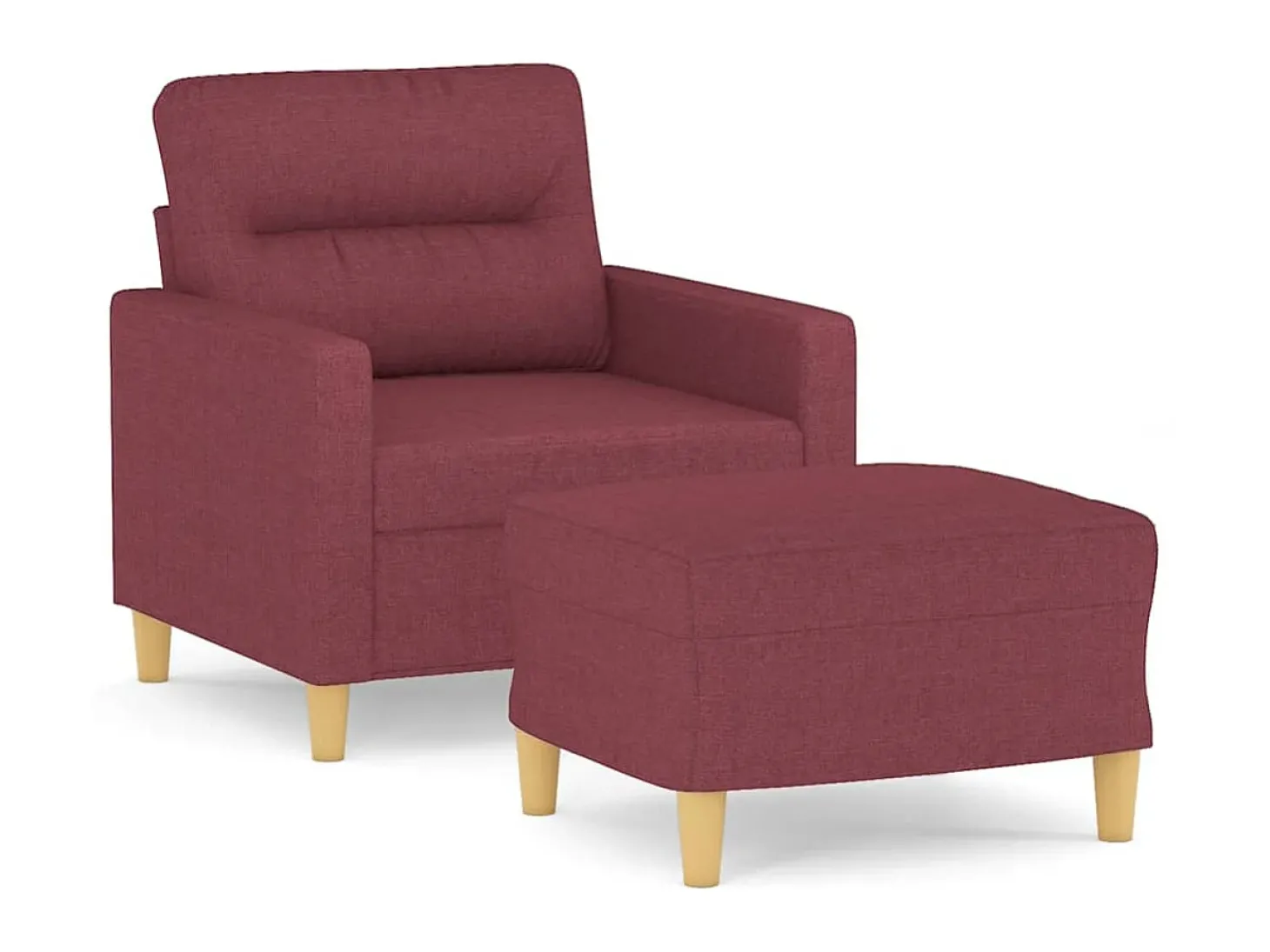 Poltrona com apoio de pés 60 cm tecido vermelho tinto PT113618