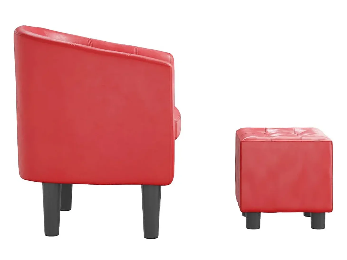 Poltrona com apoio de pés couro artificial vermelho PT539258
