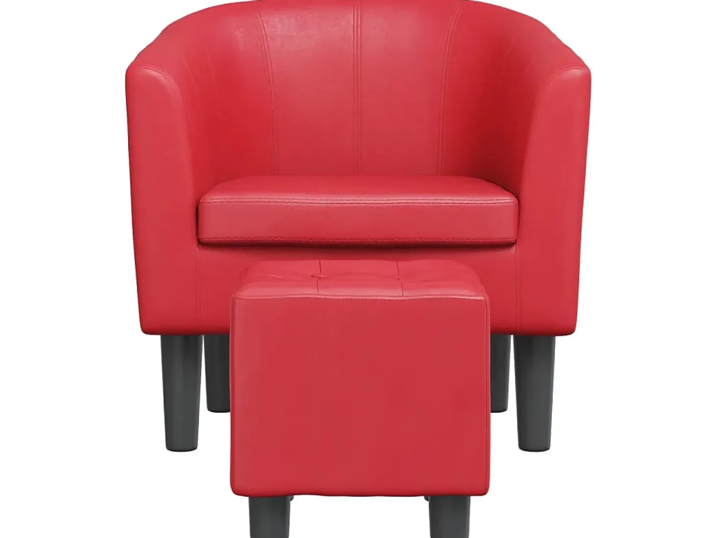 Poltrona com apoio de pés couro artificial vermelho PT539258