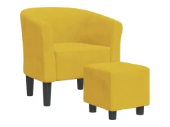 Poltrona com apoio de pés veludo amarelo