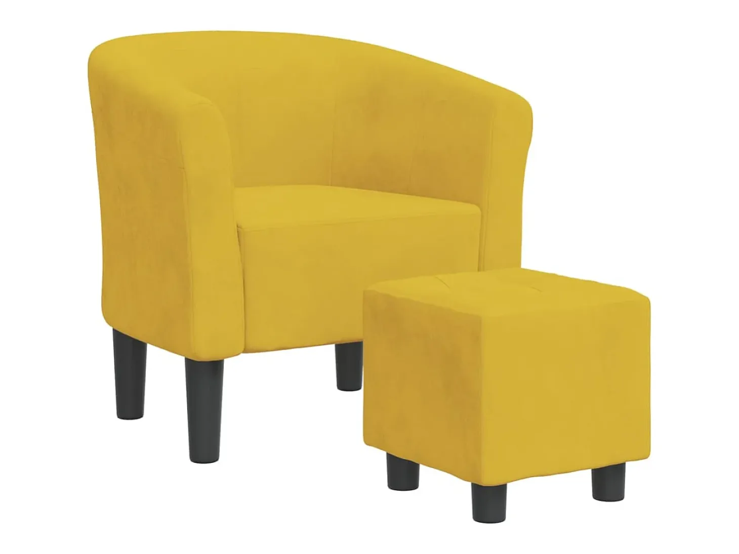 Poltrona com apoio de pés veludo amarelo
