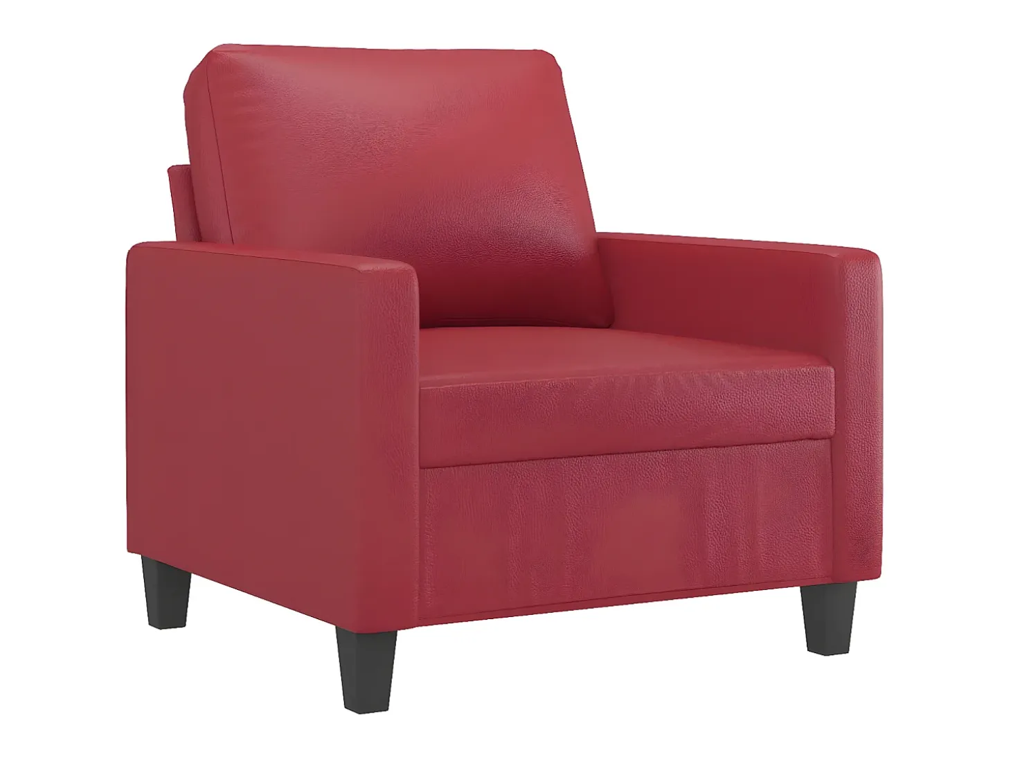 Poltrona com apoio de pés 60 cm couro artificial vermelho tinto PT661774