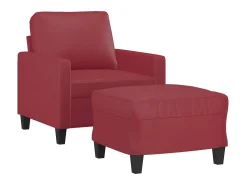 Poltrona com apoio de pés 60 cm couro artificial vermelho tinto PT661774