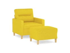 Poltrona com apoio de pés 60 cm tecido amarelo-claro PT333874