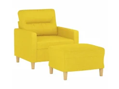 Poltrona com apoio de pés 60 cm tecido amarelo-claro PT333874