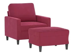 Poltrona com apoio de pés 60 cm veludo vermelho tinto PT204999