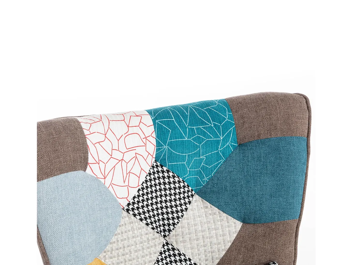 Poltrona com apoio para os pés, encosto e almofadas, multicolorida